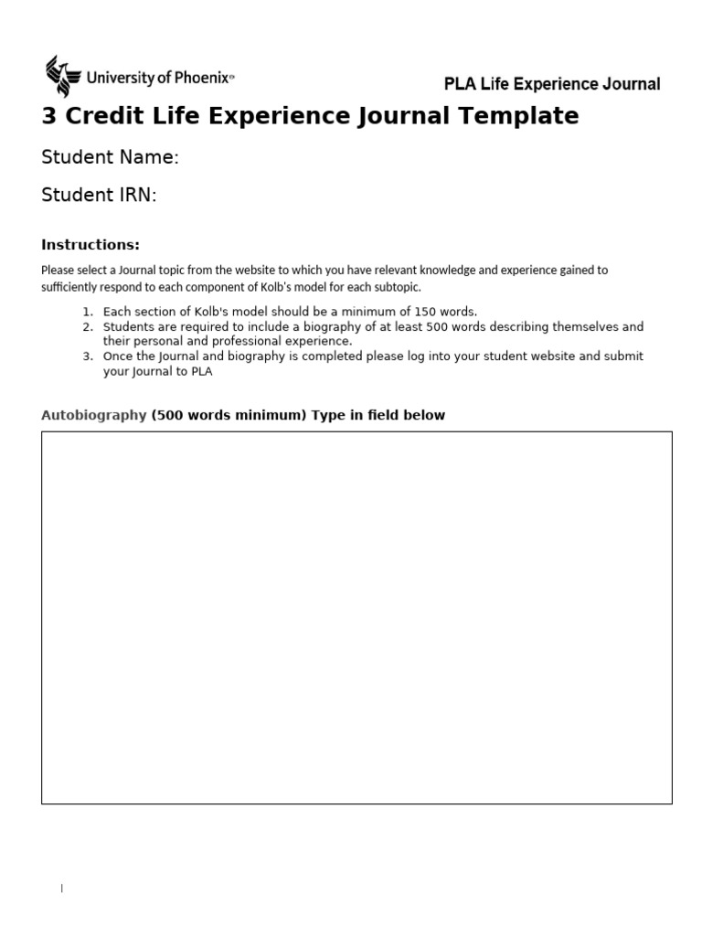 3-Credit-Journal-Template | PDF | Experience | Learning