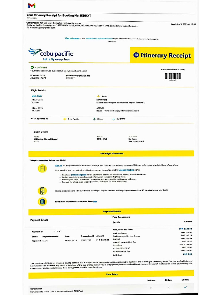 Ticket CebuPac | PDF