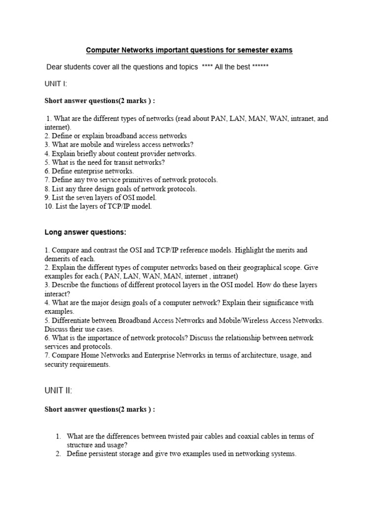 Computer Networks Exam Questions Guide | PDF | Computer Network | Routing