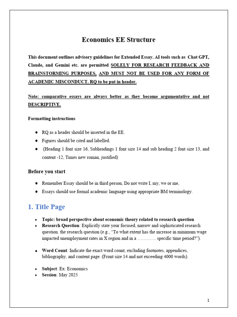 Economics Extended Essay Guidelines | PDF | Methodology | Economics