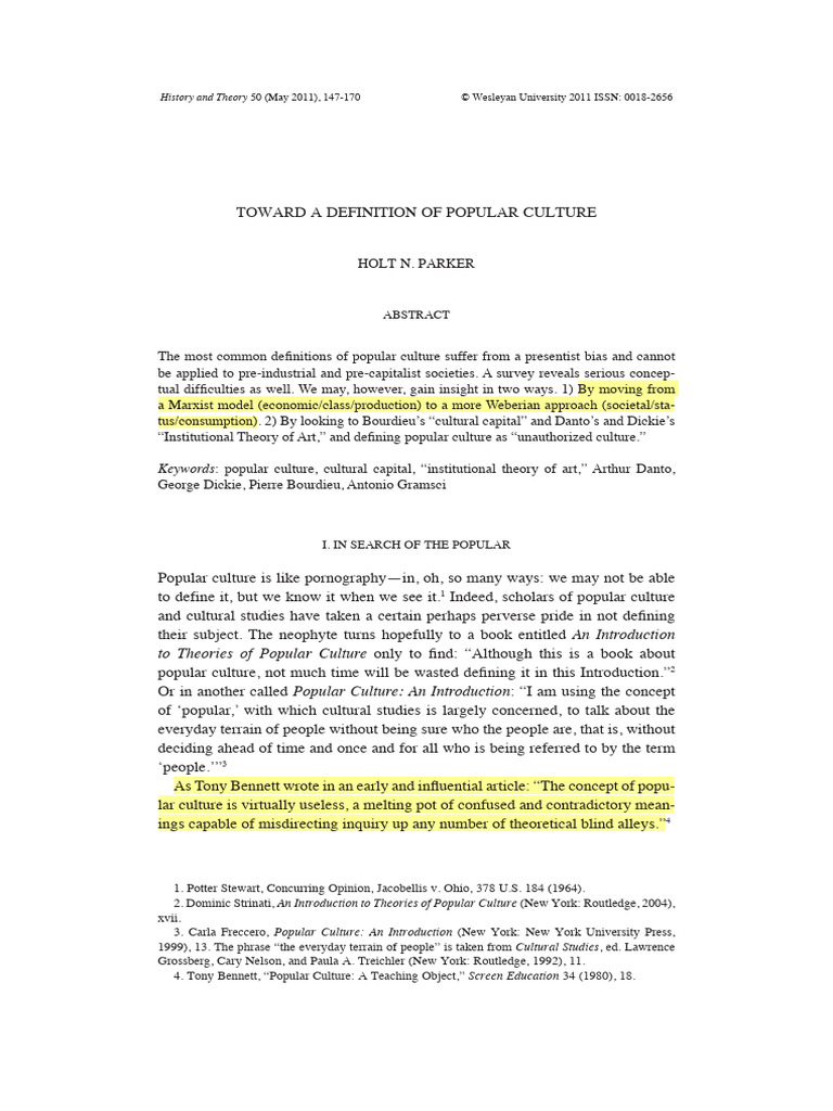 Defining Popular Culture: A Historical Perspective | PDF | Liberal Arts ...