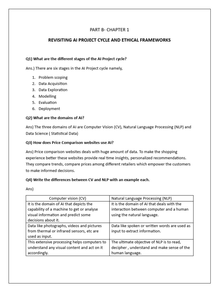 Ch-1 Revisiting AI Project Cycle and Ethical Frameworks | PDF ...