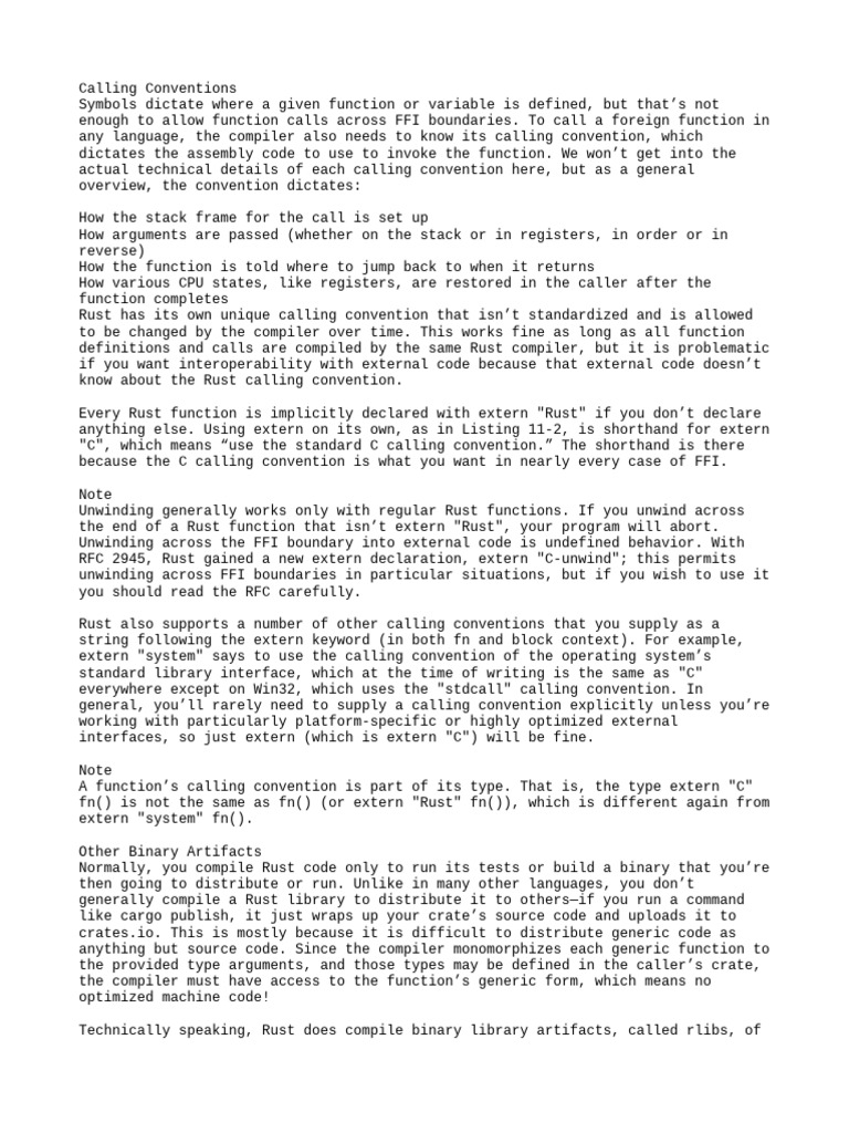 Rust Calling Conventions Overview | PDF | Library (Computing) | Software