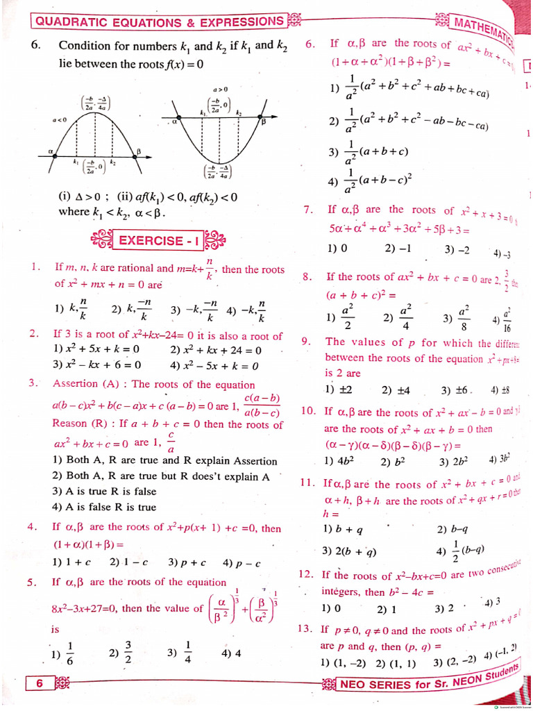 Quadratic Expression Ex-1,2,3 | PDF