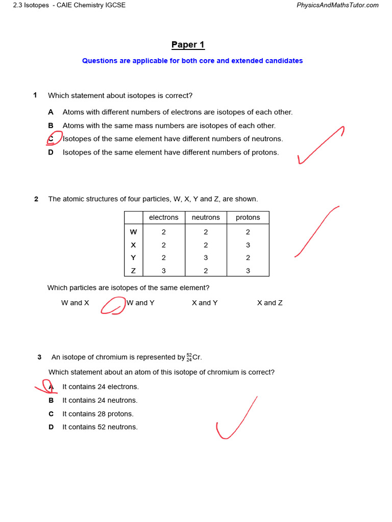 Isotopes Worksheet Gcse