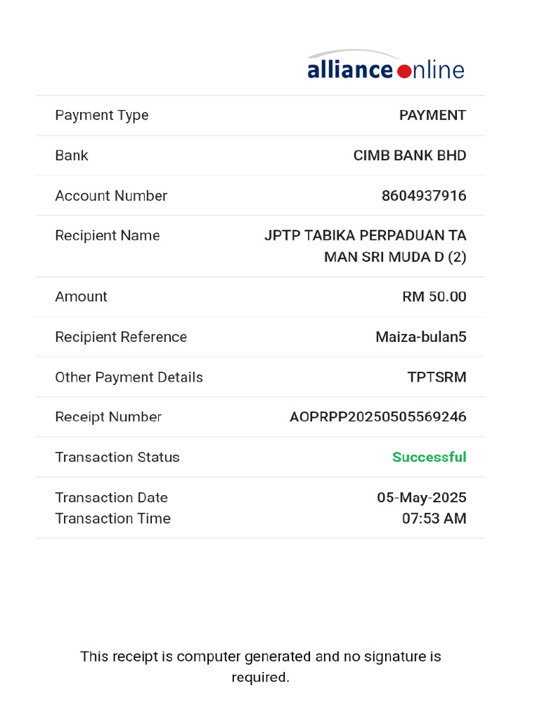 Alliance Receipt | PDF