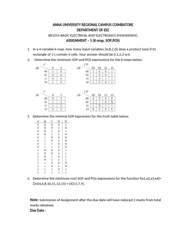 K-map Assignment for EEE Students | PDF