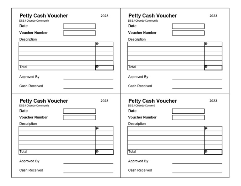 2023 Petty Cash Voucher Template | PDF