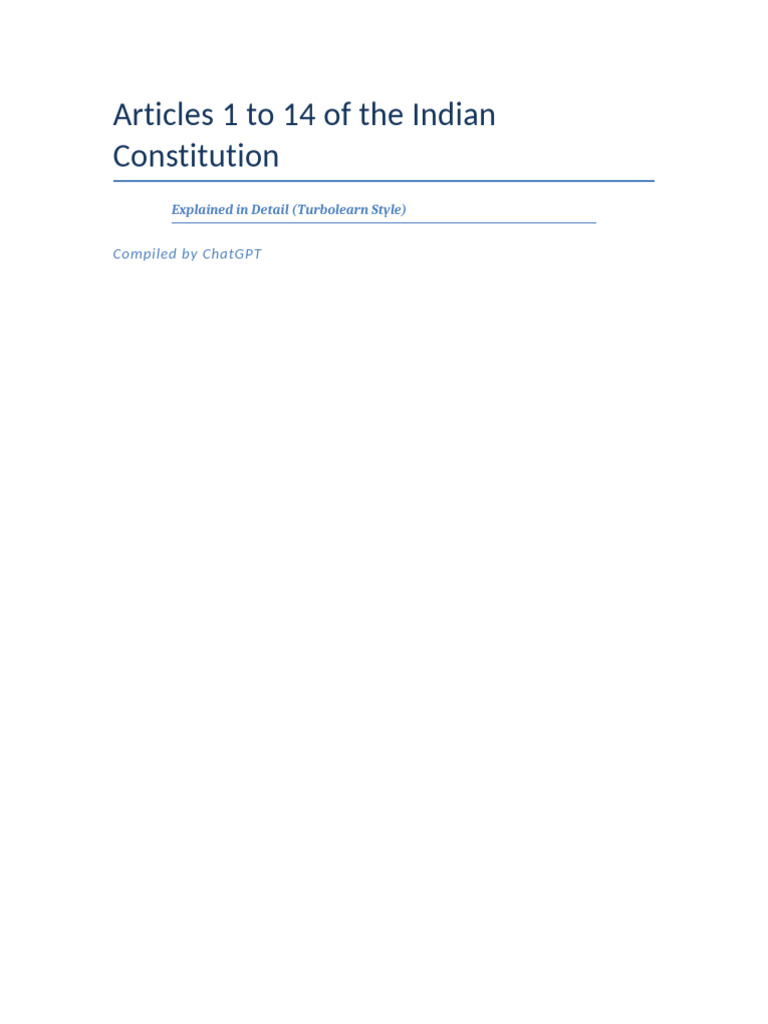 Articles 1 To 14 Turbolearn Style | PDF | Citizenship | Article One Of ...
