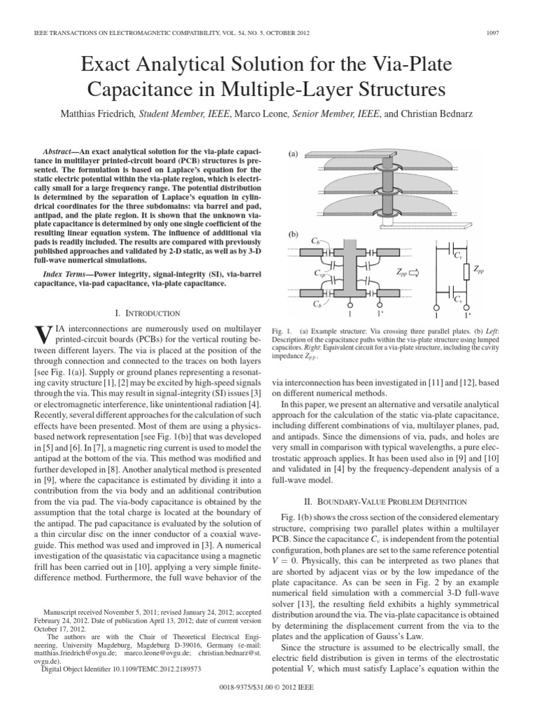 Exact Analytical Solution For The Via-Plate Capacitance in Multiple ...
