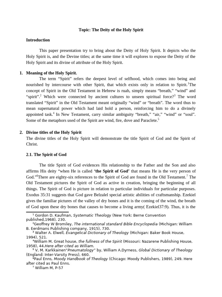 Understanding the Deity of the Holy Spirit | PDF | Holy Spirit | Jesus