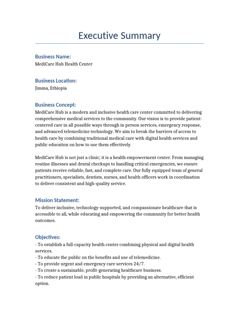 MediCare Hub Executive Summary | PDF | Health Care | Medicare (United ...