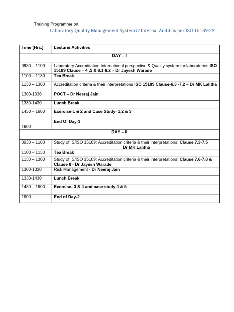 Final 4 Days Course Schedule | PDF