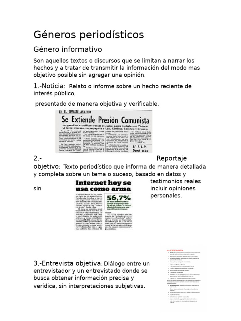 Tipos de géneros periodísticos | PDF | Comunicación humana