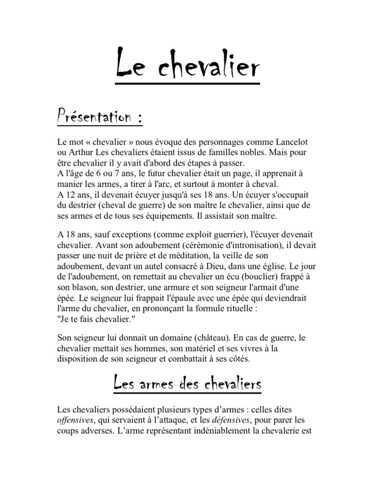 5 Histoires D'amour Et De Chevalerie Fiche De Lecture Le Chevalier | Chevalerie | Héraldique