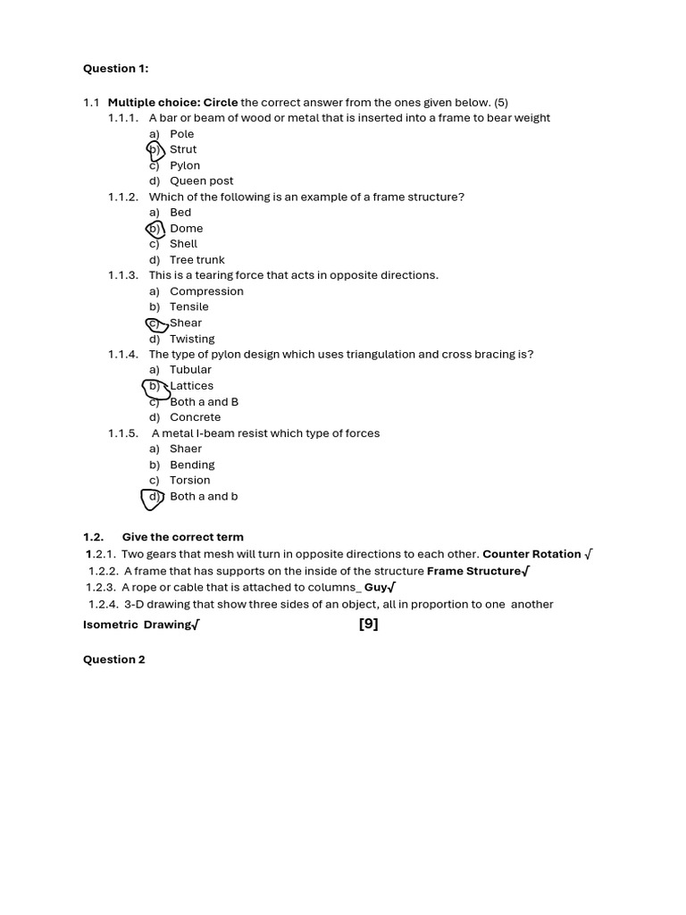 Grade 8 Technology Control Test MEMO | PDF | Gear | Mechanical Engineering