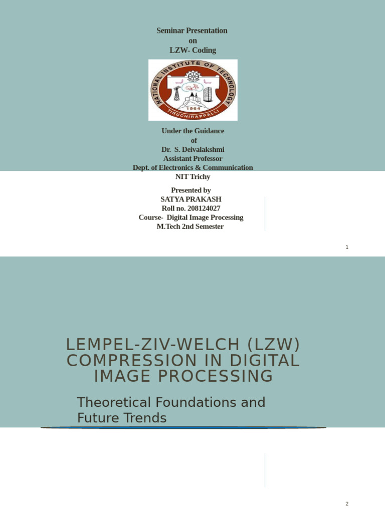 LZW Compression in Digital Imaging | PDF | Data Compression | Applied ...