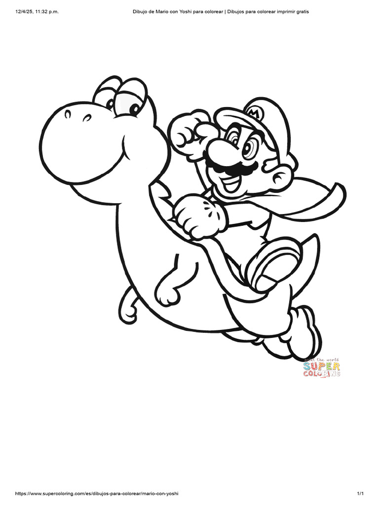 Dibujos de Mario y Yoshi para Colorear | PDF