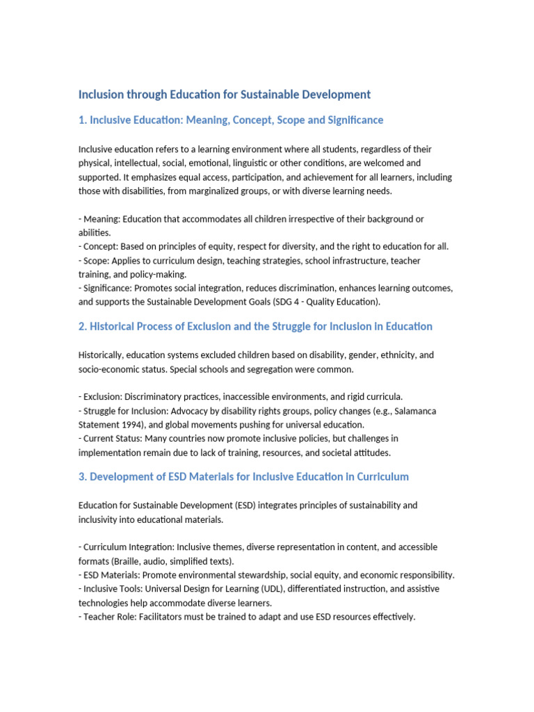 Meaning of Inclusive Education | PDF | Inclusion (Education ...