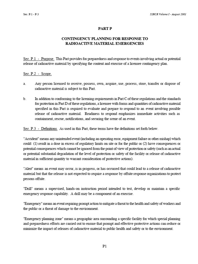 Contingency Planning for Radioactive Emergencies | PDF | Emergency ...