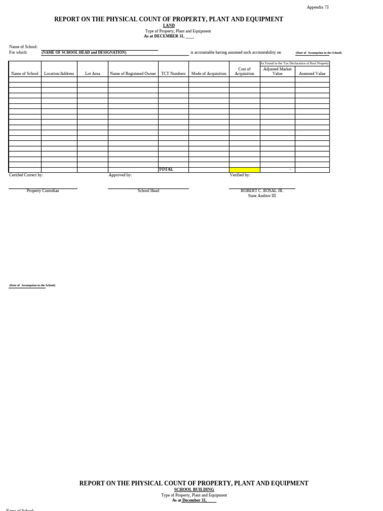 Physical Count Report of School Assets | PDF | Quantity