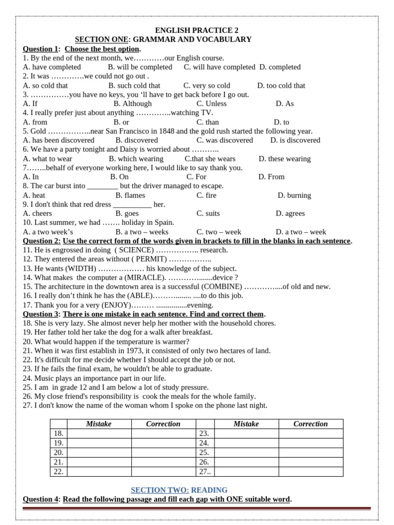 English Grammar and Vocabulary Practice | PDF | Money