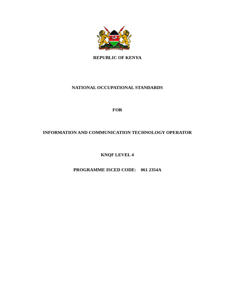 ICT Operator Level 4 Standards | PDF | Computer Network | Computer Hardware
