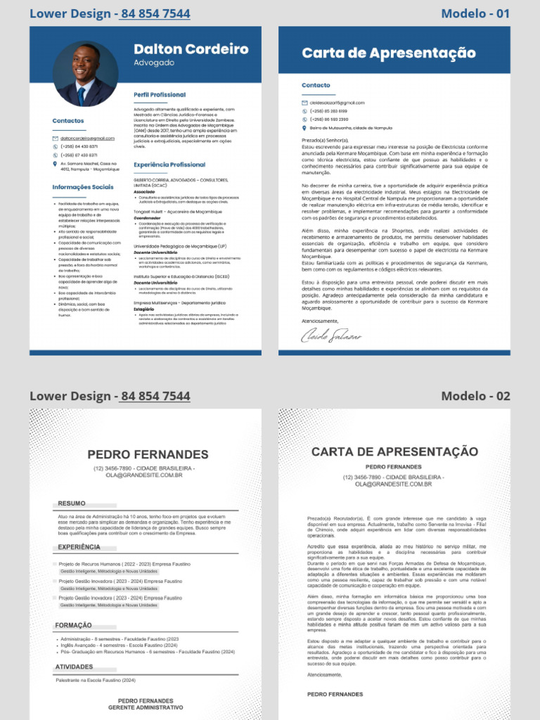 20 Modelos de CV e CA - Lower Design | PDF