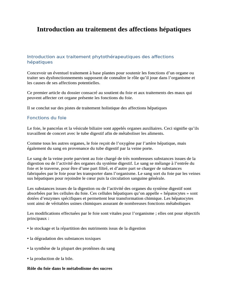 Traitement des affections hépatiques | PDF | Foie | Glucose