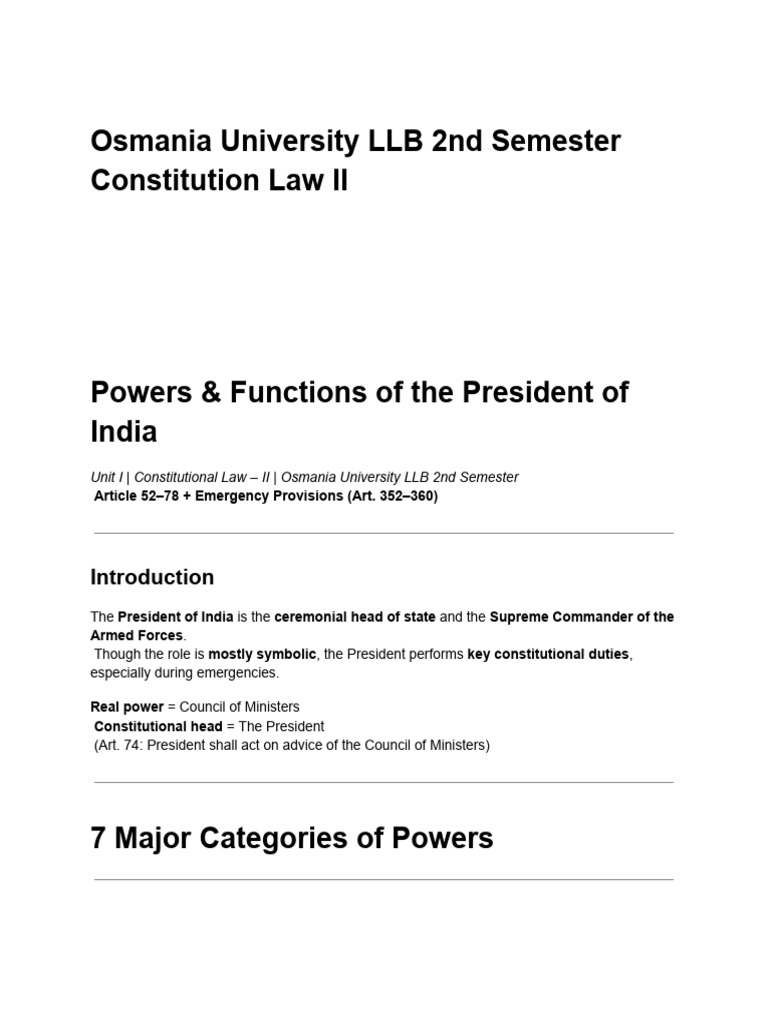 Constitution Law II Notes | PDF | Contempt Of Court | Pardon