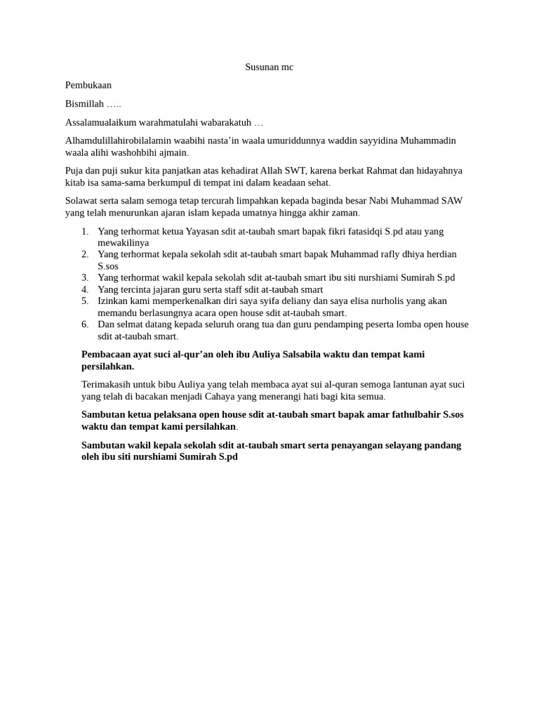 Susunan MC | PDF