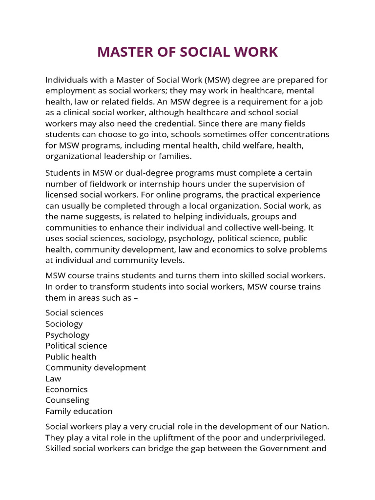 MSW Program Overview and Syllabus | PDF | Social Work | Psychology