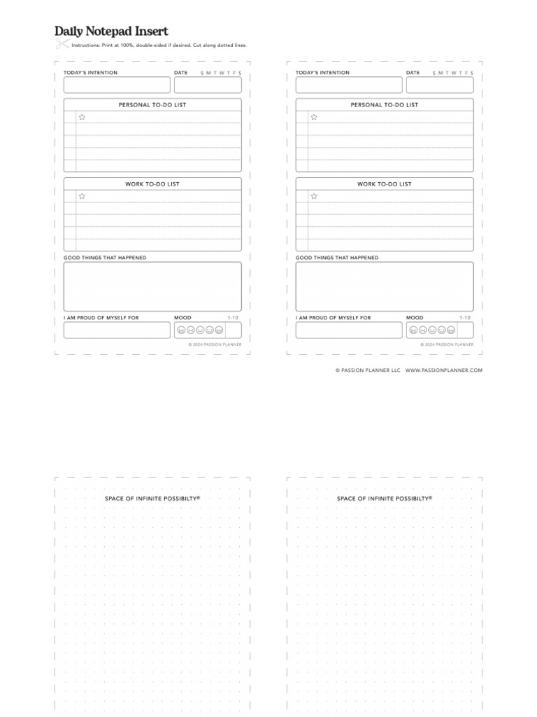 Daily Notepad Insert Instructions | PDF