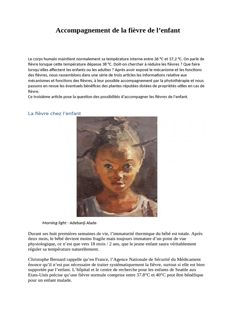 Accompagnement de la fièvre chez l'enfant | PDF | Fièvre | Rhume