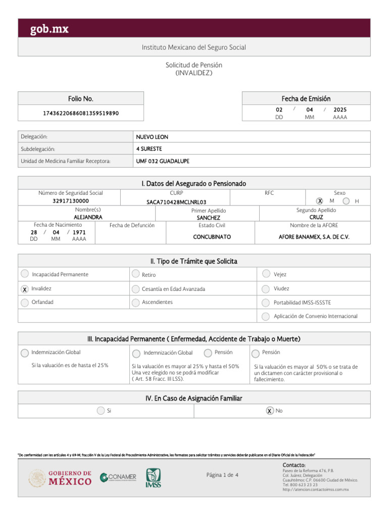 Solicitud de Pensión IMSS Editable | PDF | Servicios financieros