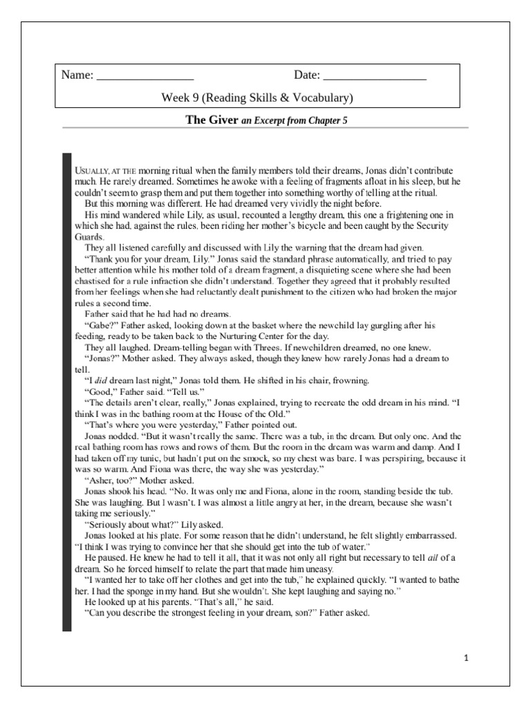 Reading and Vocabulary An Excerpt From Chapter 5 | PDF | Dream | Narration