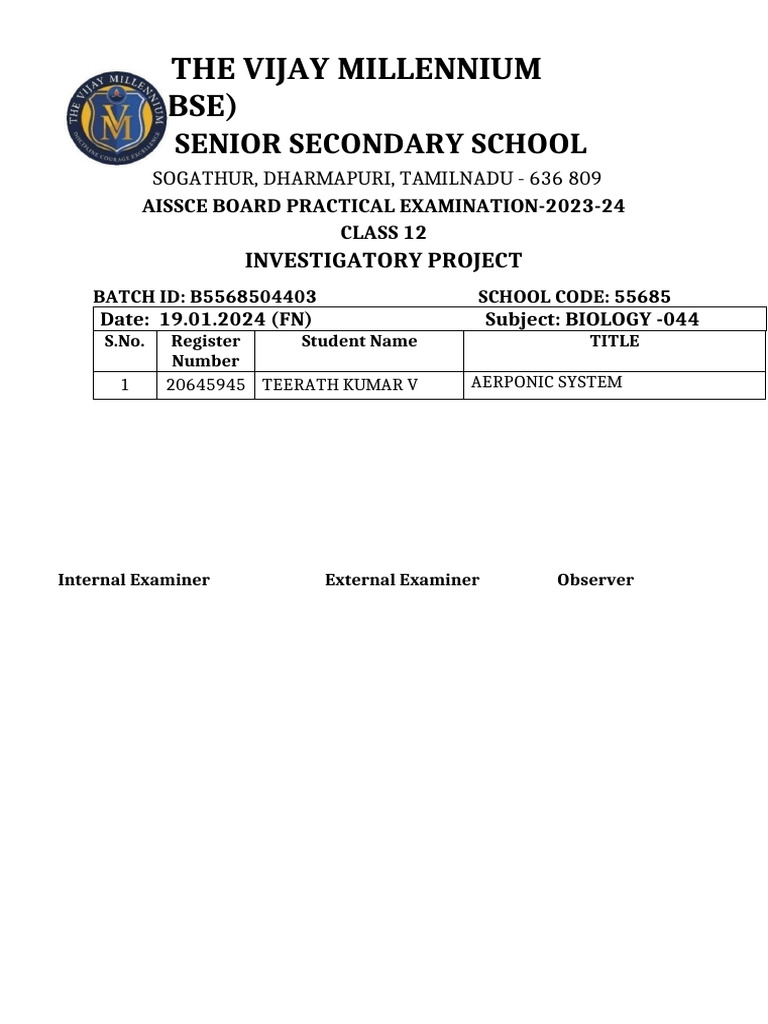 Class 12 Biology Investigatory Project | PDF