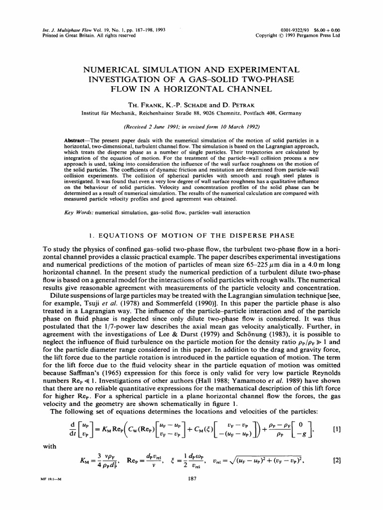 Gas-Solid Flow Simulation in Channels | PDF | Collision | Force