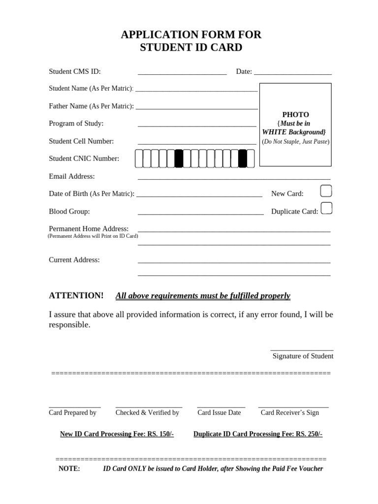 Student_ID_Cards_Form | PDF