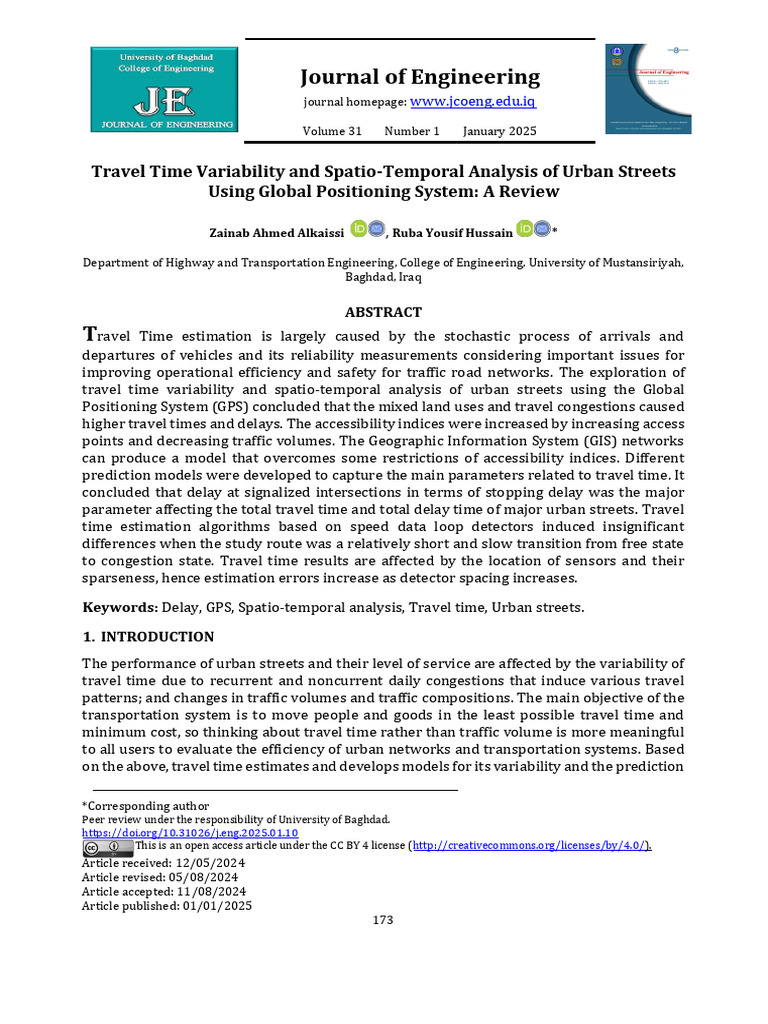 GPS-Based Urban Travel Time Analysis | PDF | Traffic | Geographic ...