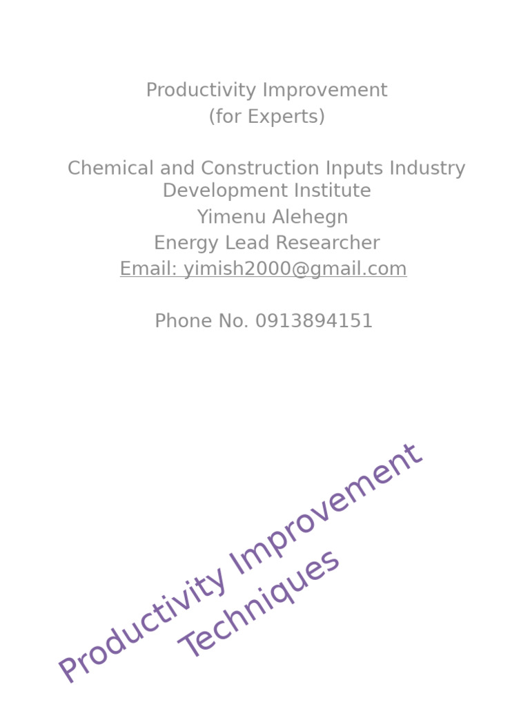 Productivity Improvement | PDF | Six Sigma | Lean Manufacturing