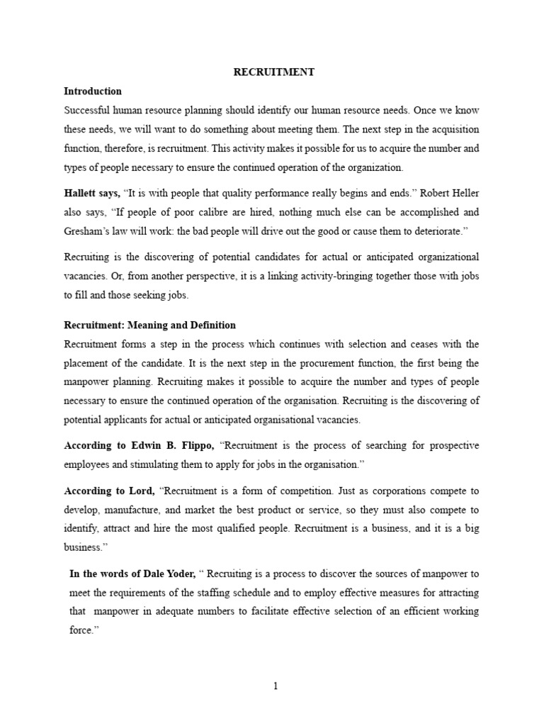 Recruitment Process in Human Resources | PDF | Recruitment | Employment