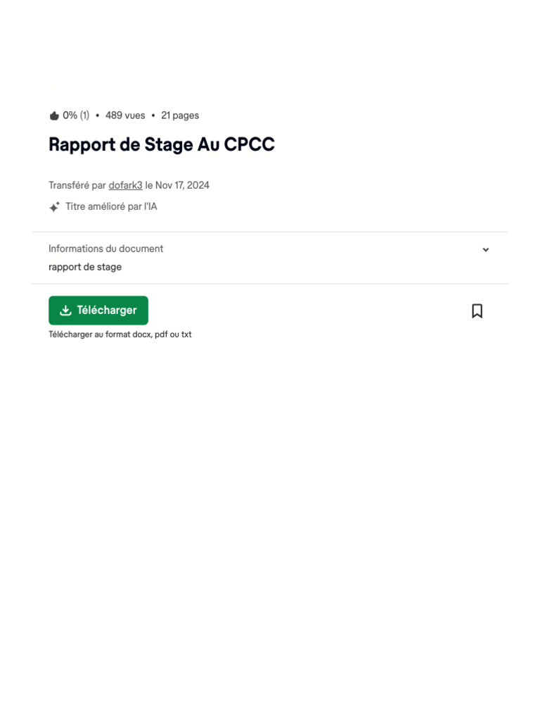 Rapport de Stage au CPCC | PDF | Informatique