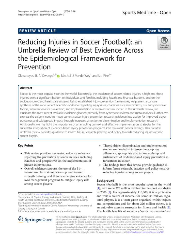 Soccer Injury Prevention Strategies | PDF | Systematic Review