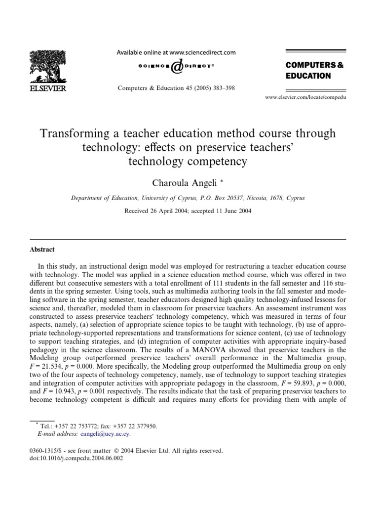 Transforming A Teacher Education Method Course Through Technology ...