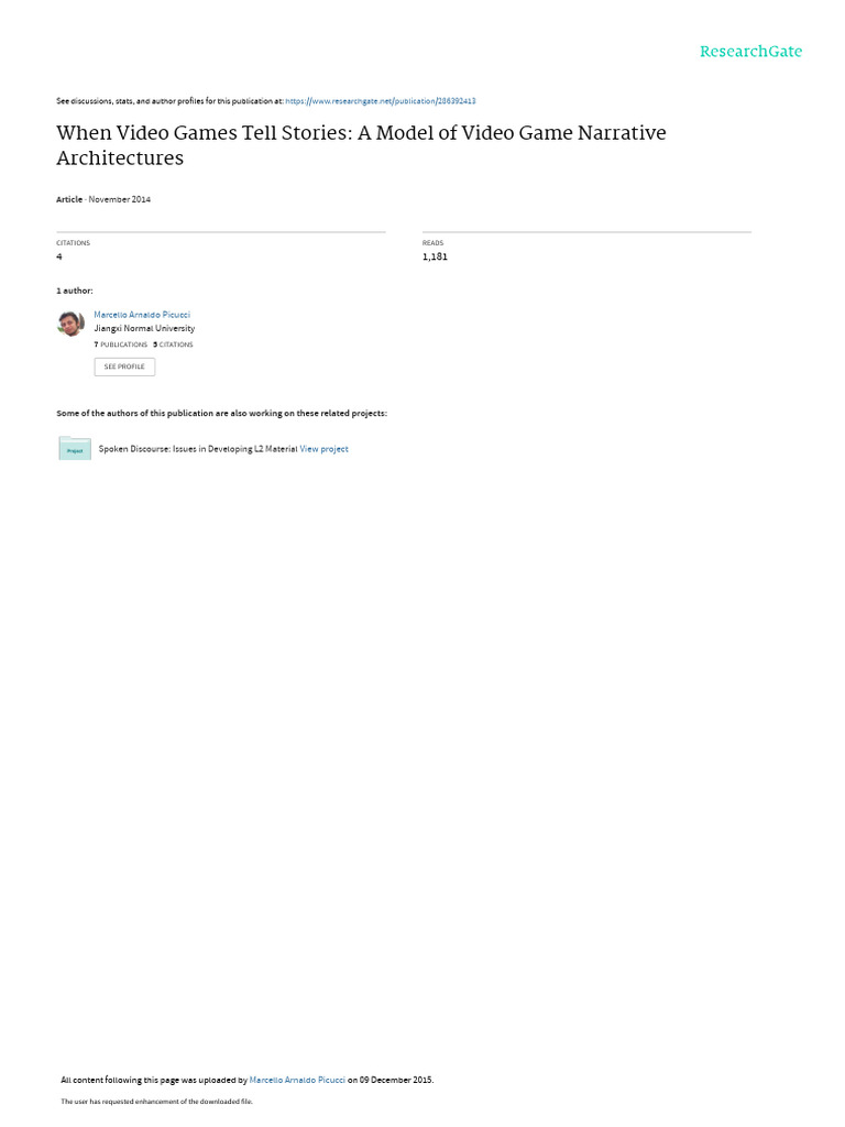 Model of Game Narrative Architecture | PDF | Narrative