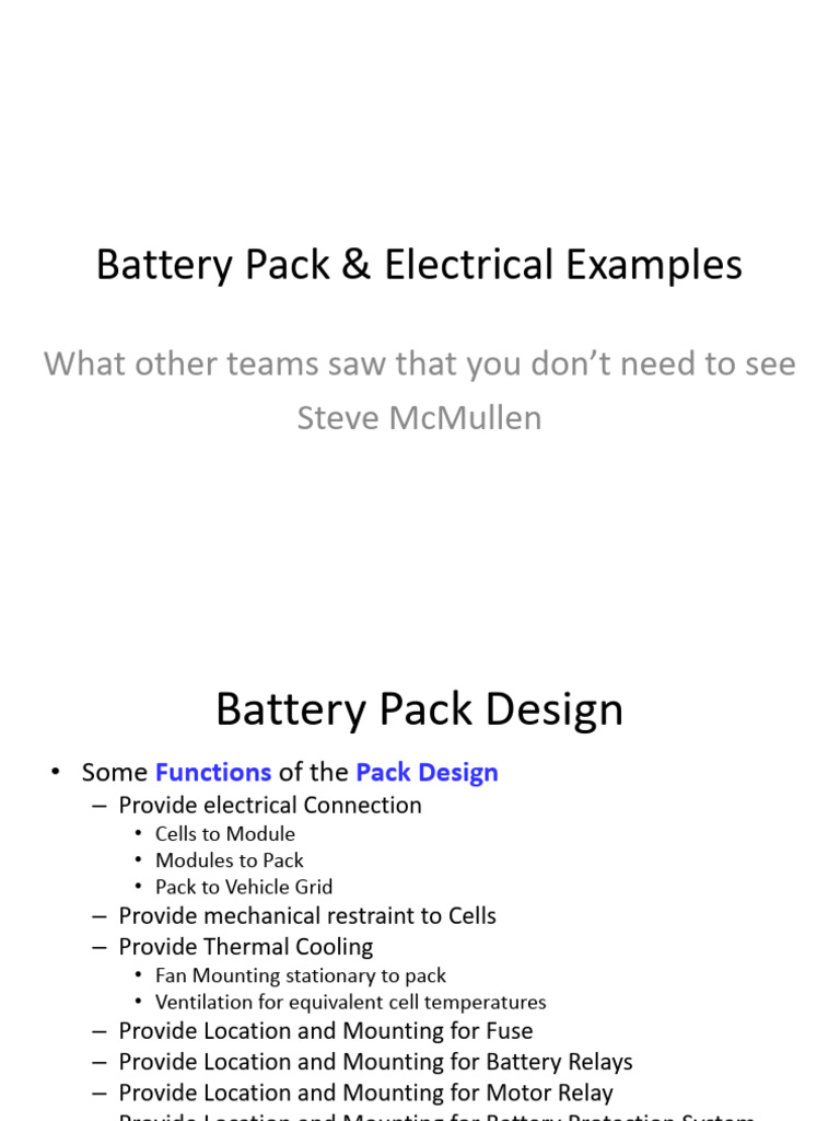 Battery Pack Design Examples | PDF | Fuse (Electrical) | Electrical ...