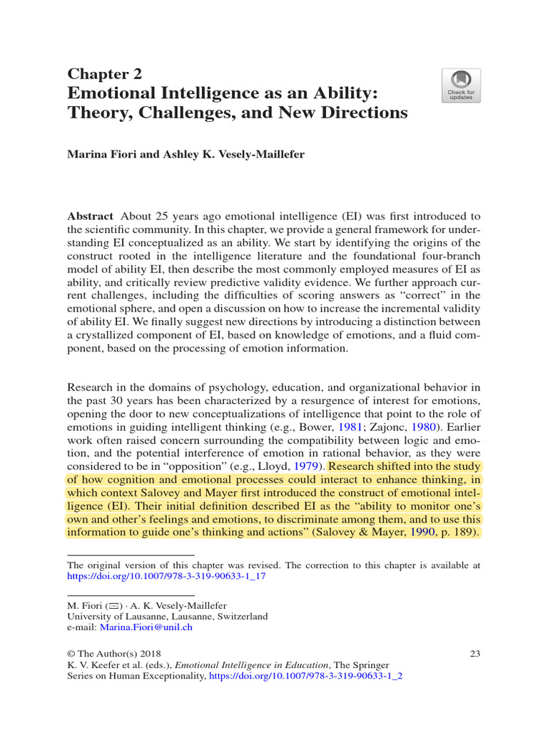 Ability Model of Emotional Intelligence | PDF | Emotional Intelligence ...