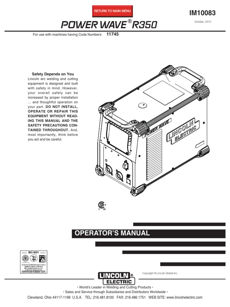 Lincoln Electric Power Wave R350 Manual | PDF | Welding | Construction