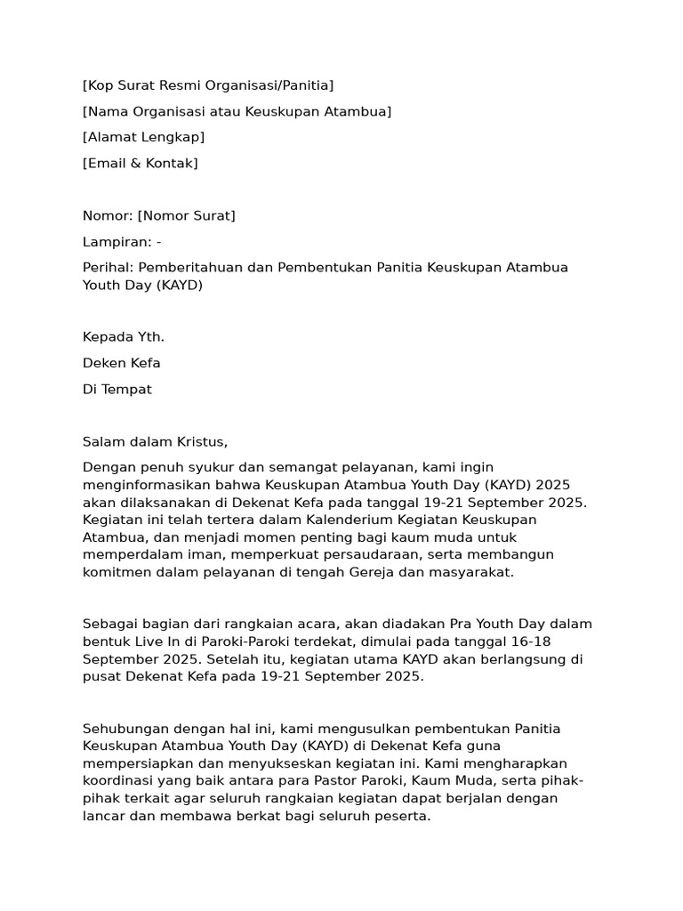 Pemberitahuan KAYD 2025 di Kefa | PDF